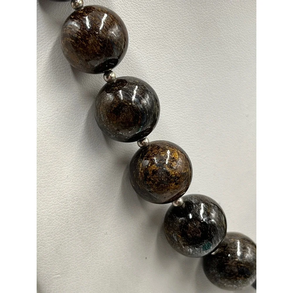 Silpada Bronzite Brown Beaded Retired Sterling Silver Model N1382 Necklace‎
